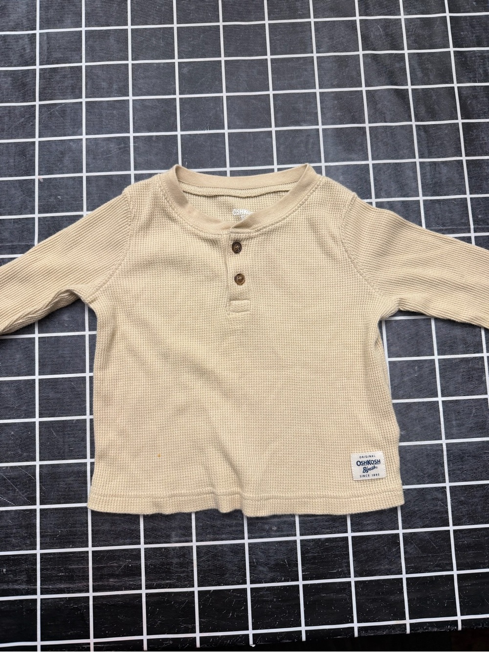 OshKosh B'gosh Tan Waffle Henley Long Sleeve Shirt